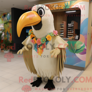 Beige Toucan mascot costume...