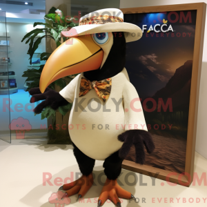 Beige Toucan maskot kostume...