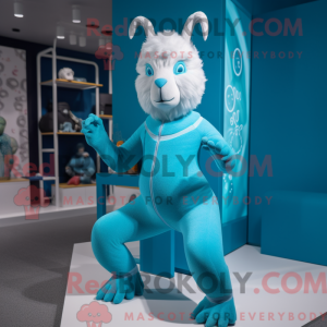 Cyan Angora Goat mascot...