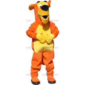 Mascota de tigre de dos tonos naranja y amarillo -