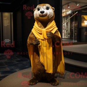 Gold Otter-maskotdraktfigur...