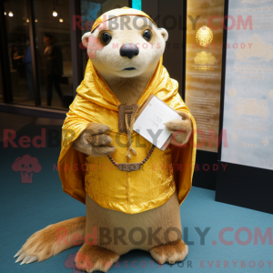 Gold Otter mascot costume...