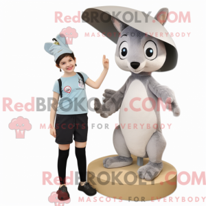 Gray Ermine mascot costume...