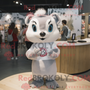 Grå hermelin maskot kostume...