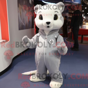 Grå hermelin maskot kostume...