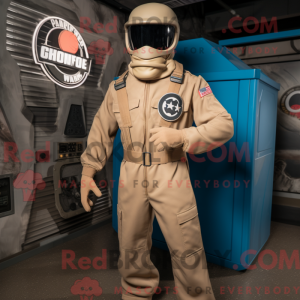 Beige Gi Joe mascot costume...