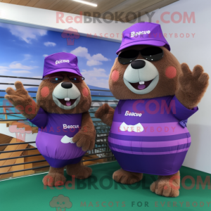 Fioletowy Beaver maskotka w...