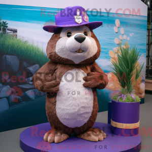 Fioletowy Beaver maskotka w...