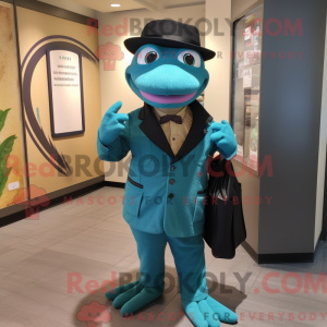Teal Snake maskot kostume...
