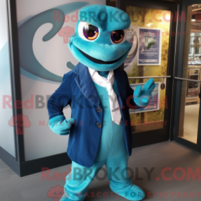Blågrön ormmaskot iklädd kostymjacka och budväskor - Ormmaskotar - REBROKO_296527 - RedBrokoly.com