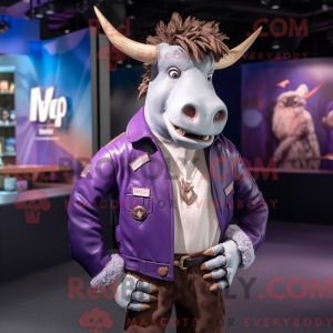 Purple Zebu mascot costume...