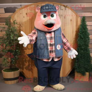 Navy Salmon-mascottekostuum...