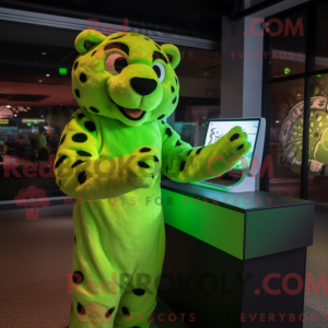 Lime Green Cheetah mascot...