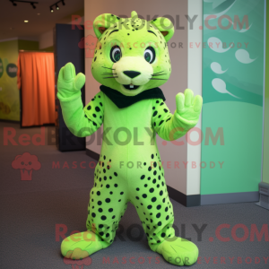 Lime Green Cheetah mascot...