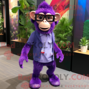 Máscara de Macaco Roxa figura vestida com bermudas e brilhantes - Macacos mascotes - REBROKO_296588 - RedBrokoly.com