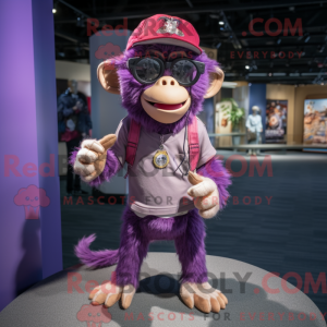 Máscara de Macaco Roxa figura vestida com bermudas e brilhantes - Macacos mascotes - REBROKO_296590 - RedBrokoly.com