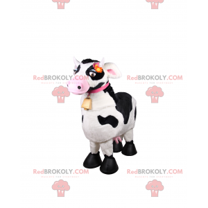 Mascote vaca com colarinho rosa e sino - Redbrokoly.com