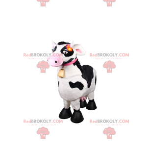 Mascotte della mucca con collare rosa e campana - Redbrokoly.com