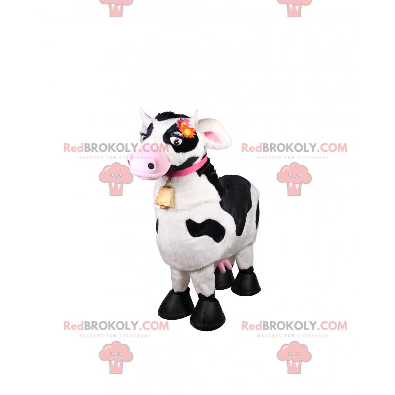 Kuhmaskottchen mit rosa Kragen und Glocke - Redbrokoly.com