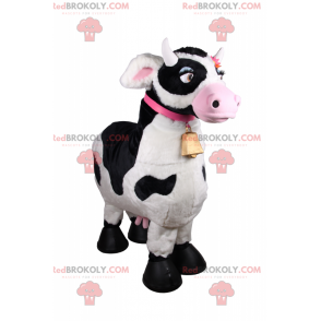 Mascote vaca com colarinho rosa e sino - Redbrokoly.com