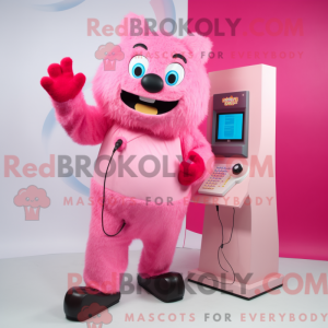 Pink Phone mascottekostuum...