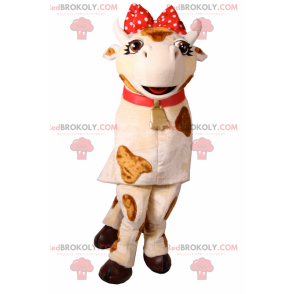 Cow mascot with red bow and bell - Redbrokoly.com