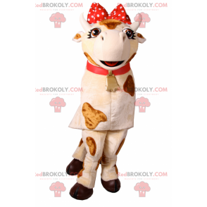 Kráva maskot s červenou mašlí a zvonek - Redbrokoly.com