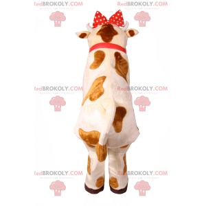 Cow mascot with red bow and bell - Redbrokoly.com