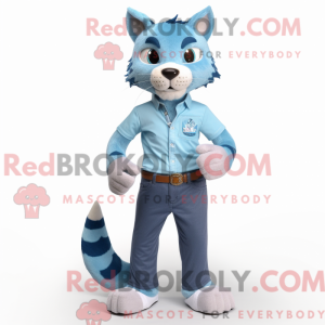 Cyan Bobcat mascot costume...