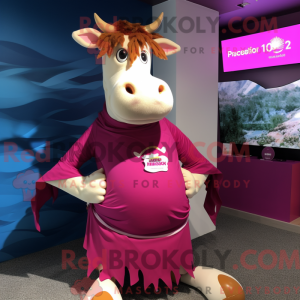 Magenta Guernsey Cow maskot...