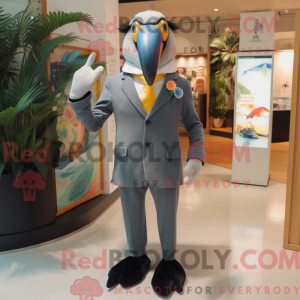 Grå Toucan maskot kostume...