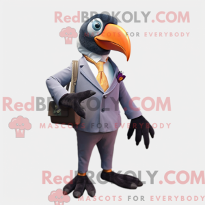Grå Tucan-maskotdraktfigur...