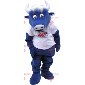 Mascotte de vache bleu avec teeshirt blanc - Redbrokoly.com