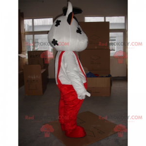 Mascote vaca com macacão - Redbrokoly.com