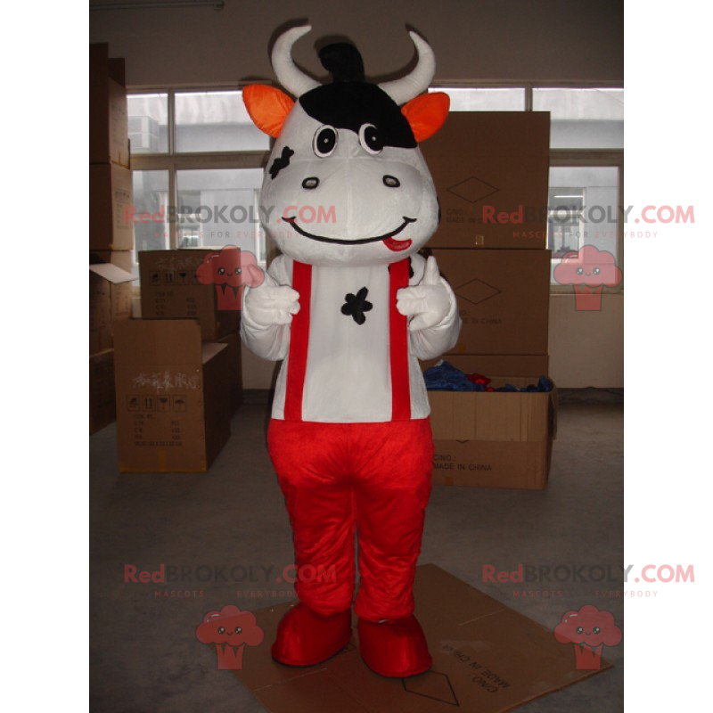 Kráva maskot s kombinézou - Redbrokoly.com