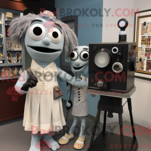 Gray Camera mascot costume...