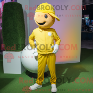 Gul golfbold maskot kostume...