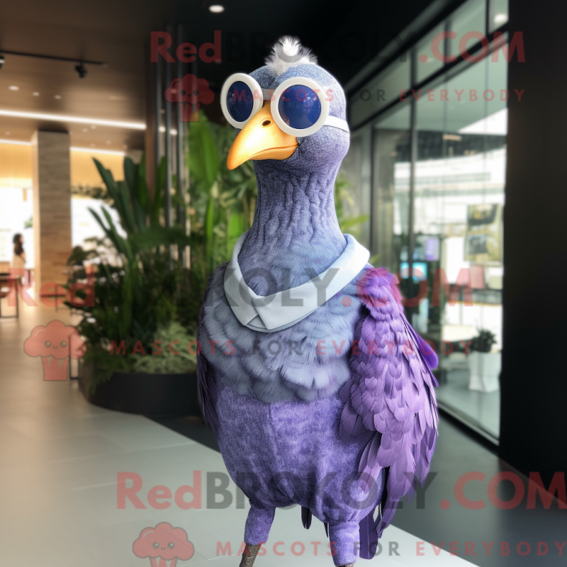 Fantasia de mascote de pintada lavanda com macacão e óculos - Mascotes pintadas - REBROKO_296799 - RedBrokoly.com