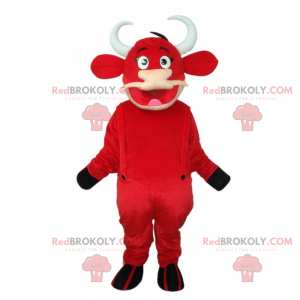 Mascota de vaca roja con monos - Redbrokoly.com