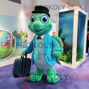 Cyan Sea Turtle Maskottchen...