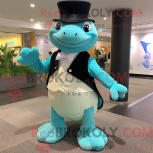 Cyan Sea Turtle maskot...