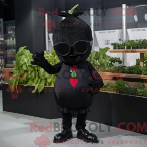 Fantasia de mascote de beterraba preta com macacão e óculos - Mascotes de beterraba - REBROKO_296939 - RedBrokoly.com