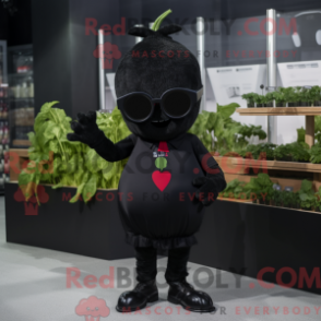 Fantasia de mascote de beterraba preta com macacão e óculos - Mascotes de beterraba - REBROKO_296939 - RedBrokoly.com