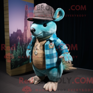 Turquoise Armadillo mascot...