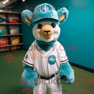 Cyan Alpaka Maskottchen...