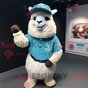 Cyan Alpaka Maskottchen...