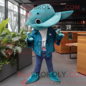 Teal Stingray Maskottchen...
