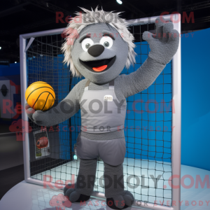 Gray Volleyball Net mascot...