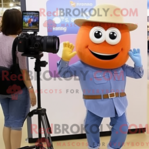 Fantasia de mascote Peach Camera com camisa xadrez e xales - Mascotes da câmera - REBROKO_297156 - RedBrokoly.com