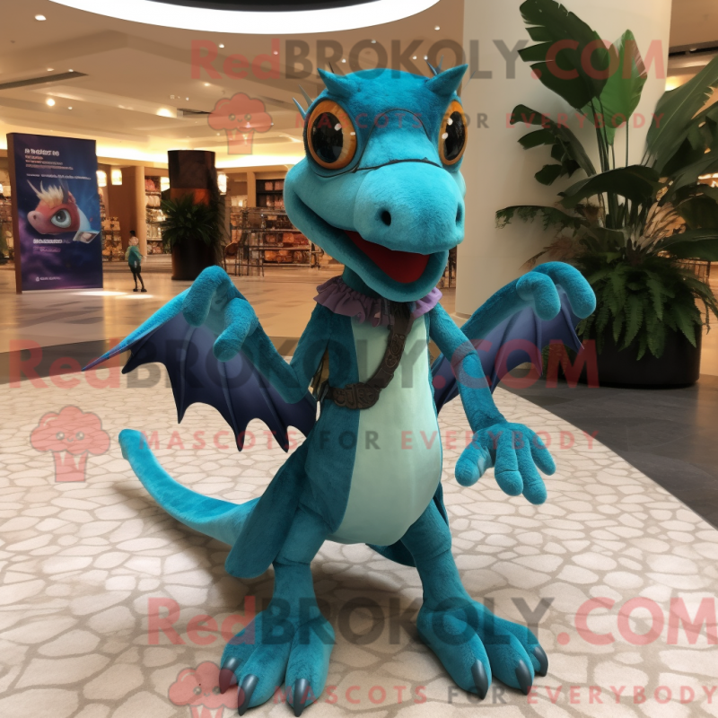 Fantasia de mascote Dimorphodon turquesa com saia e cintos - Mascotes Dimorphodon - REBROKO_297179 - RedBrokoly.com